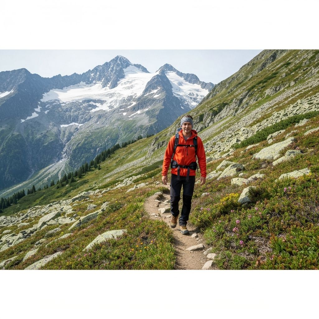 Person beim Wandern in den Bergen